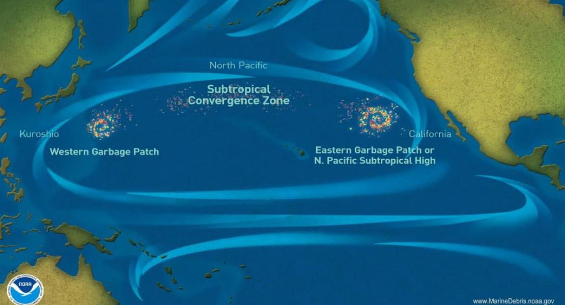 map of plastic clusters in oceans